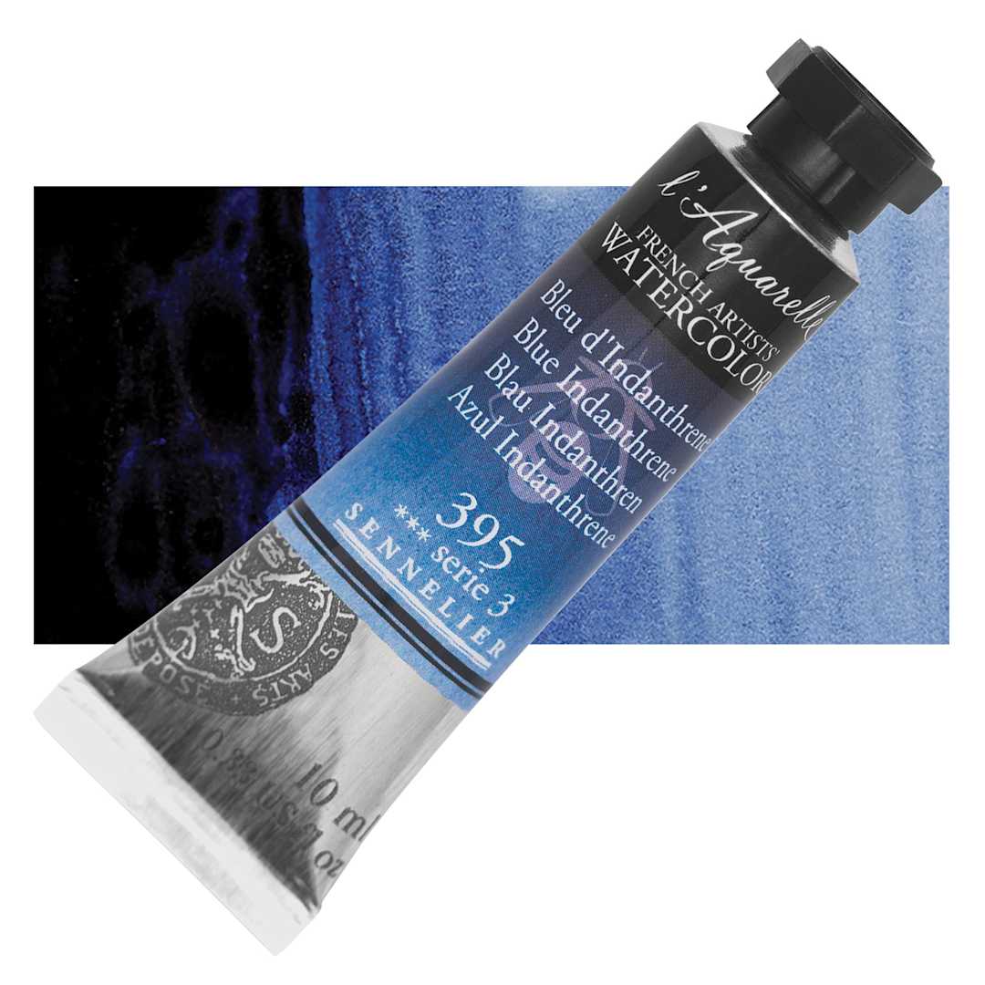 Open in modal - Sennelier French Artists' Watercolor - Blue Indanthrene, 10 ml, Tube and swatch
