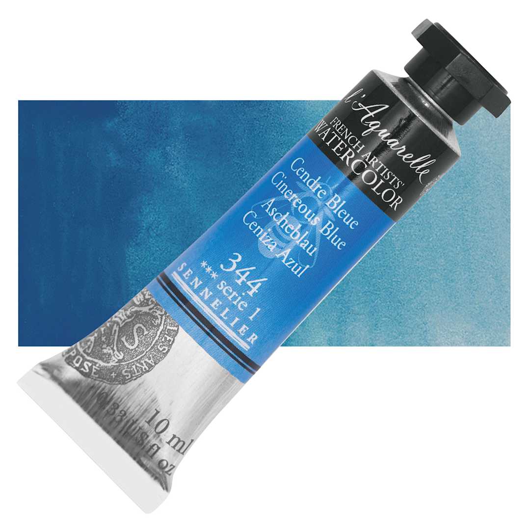 Open in modal - Sennelier French Artists' Watercolor - Cinereous Blue, 10 ml, Tube and swatch