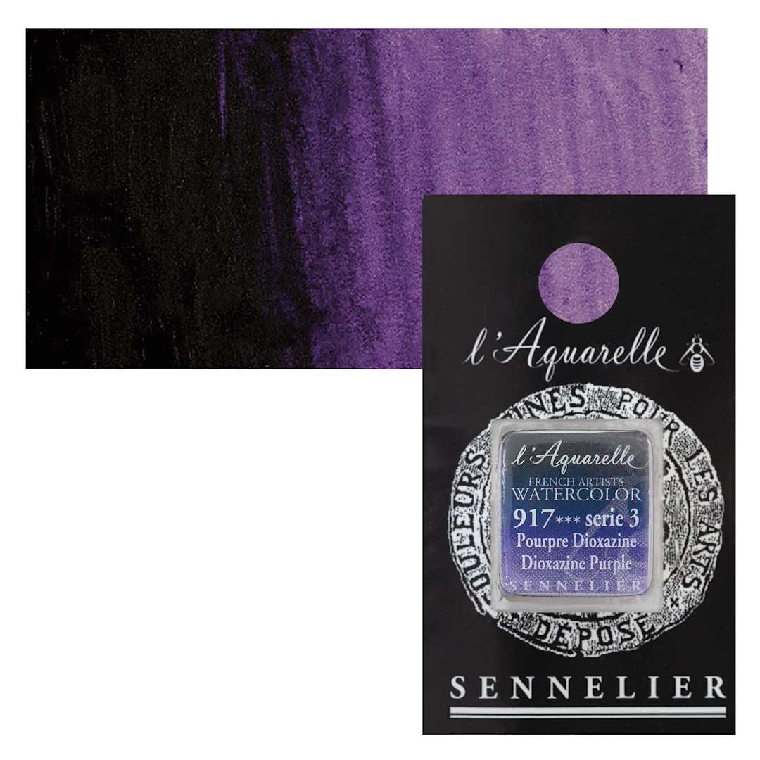 Open in modal - Sennelier French Artists' Watercolor - Dioxazine Purple, Half Pan and swatch