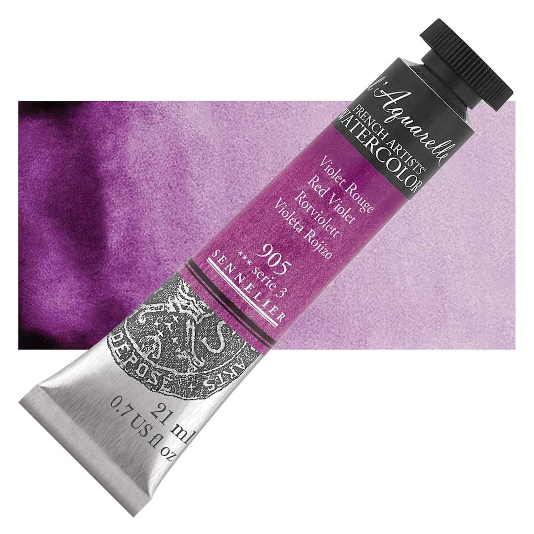 Open in modal - Sennelier French Artists' Watercolor - Red Violet, 21 ml Tube and swatch
