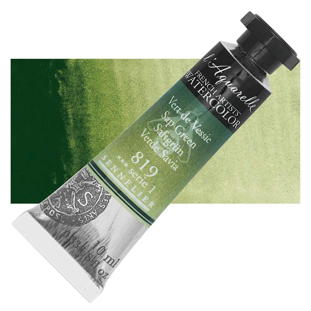 Open in modal - Sennelier French Artists' Watercolor - Sap Green, 10 ml Tube and swatch
