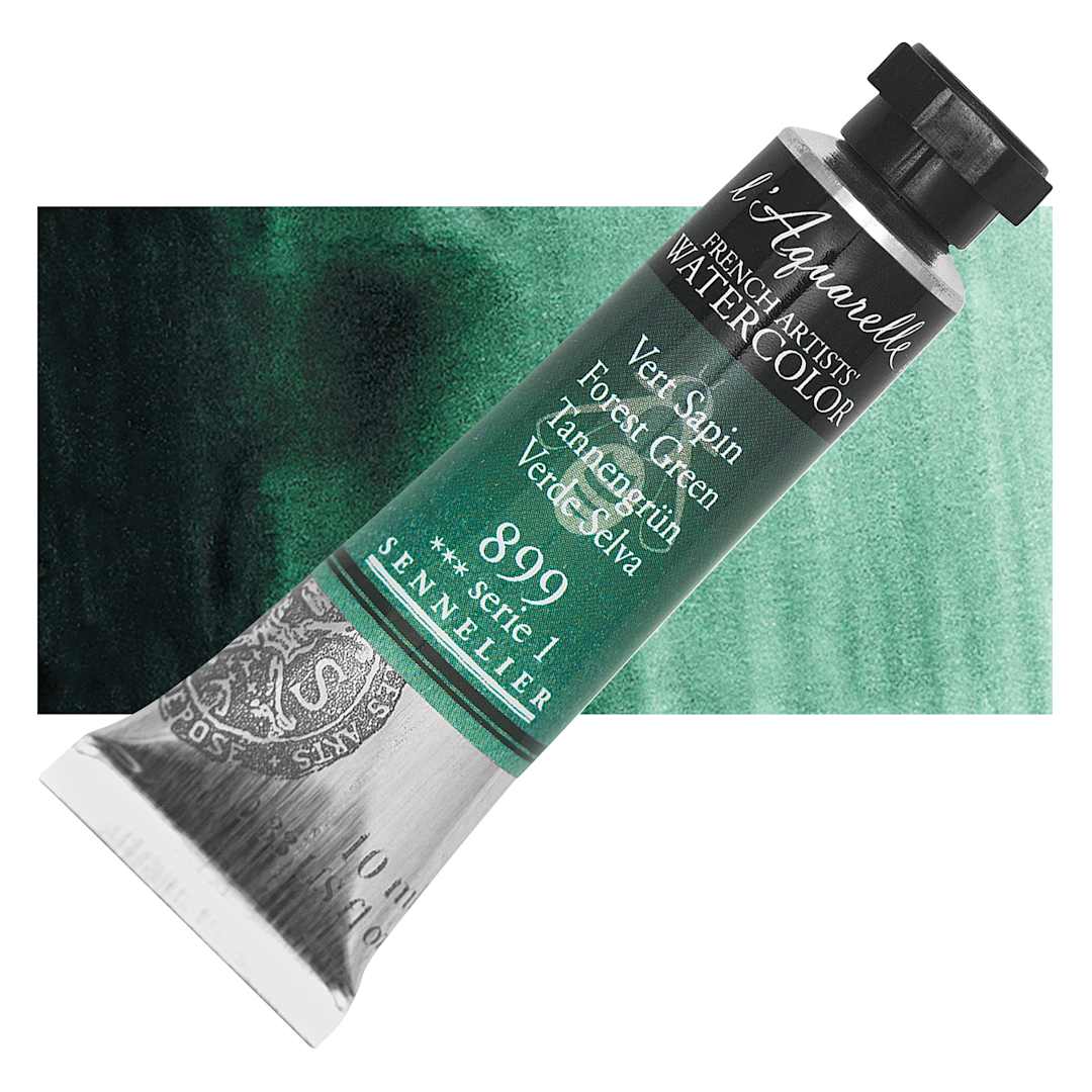 Open in modal - Sennelier French Artists' Watercolor - Forest Green, 10 ml, Tube and swatch