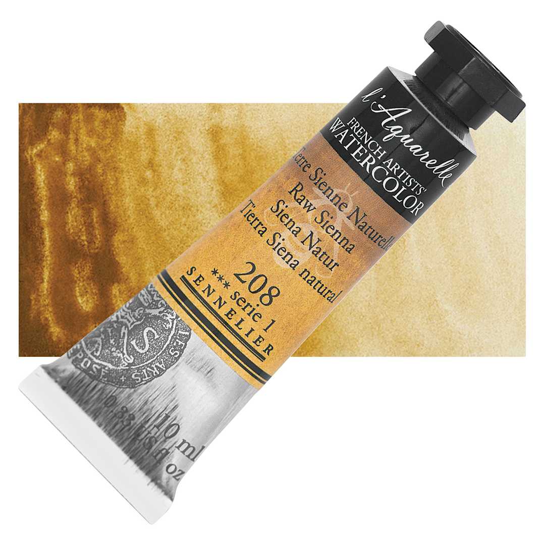 Open in modal - Sennelier French Artists' Watercolor - Raw Sienna, 10 ml Tube and swatch