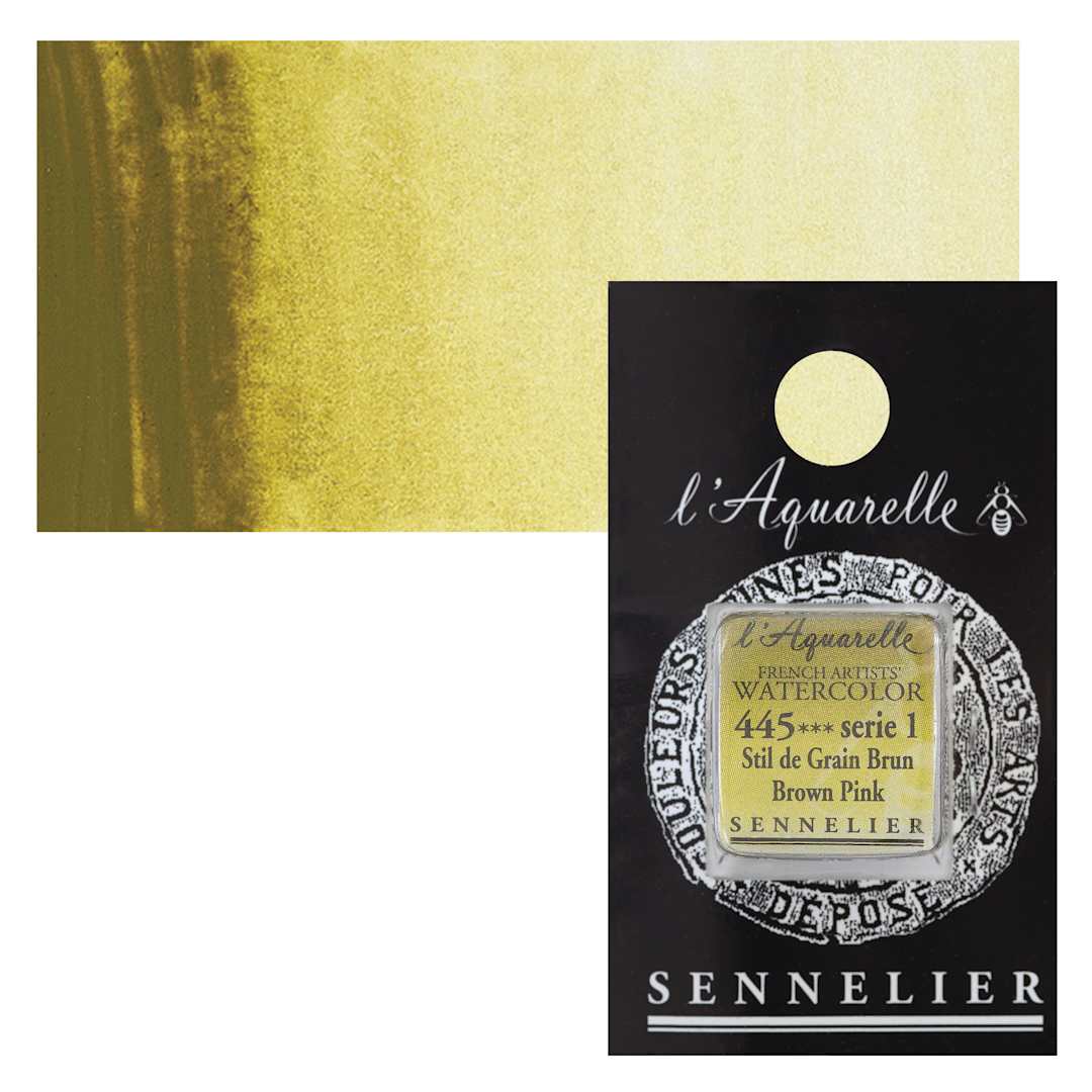Open in modal - Sennelier French Artists' Watercolor - Brown Pink, Half Pan and swatch
