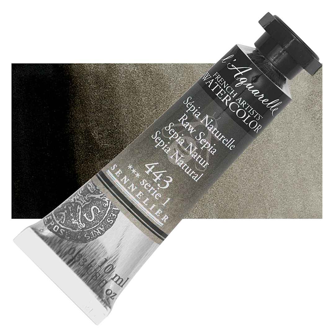 Open in modal - Sennelier French Artists' Watercolor - Raw Sepia, 10 ml Tube and swatch