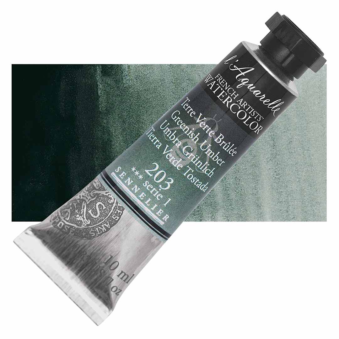 Open in modal - Sennelier French Artists' Watercolor - Greenish Umber, 10 ml, Tube and swatch