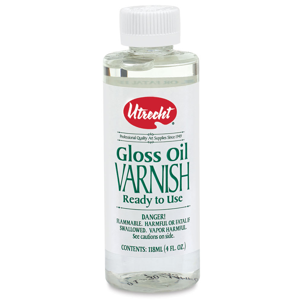 Open in modal - Utrecht Oil Varnishes - Front of 4 oz Gloss Oil Varnish bottle shown