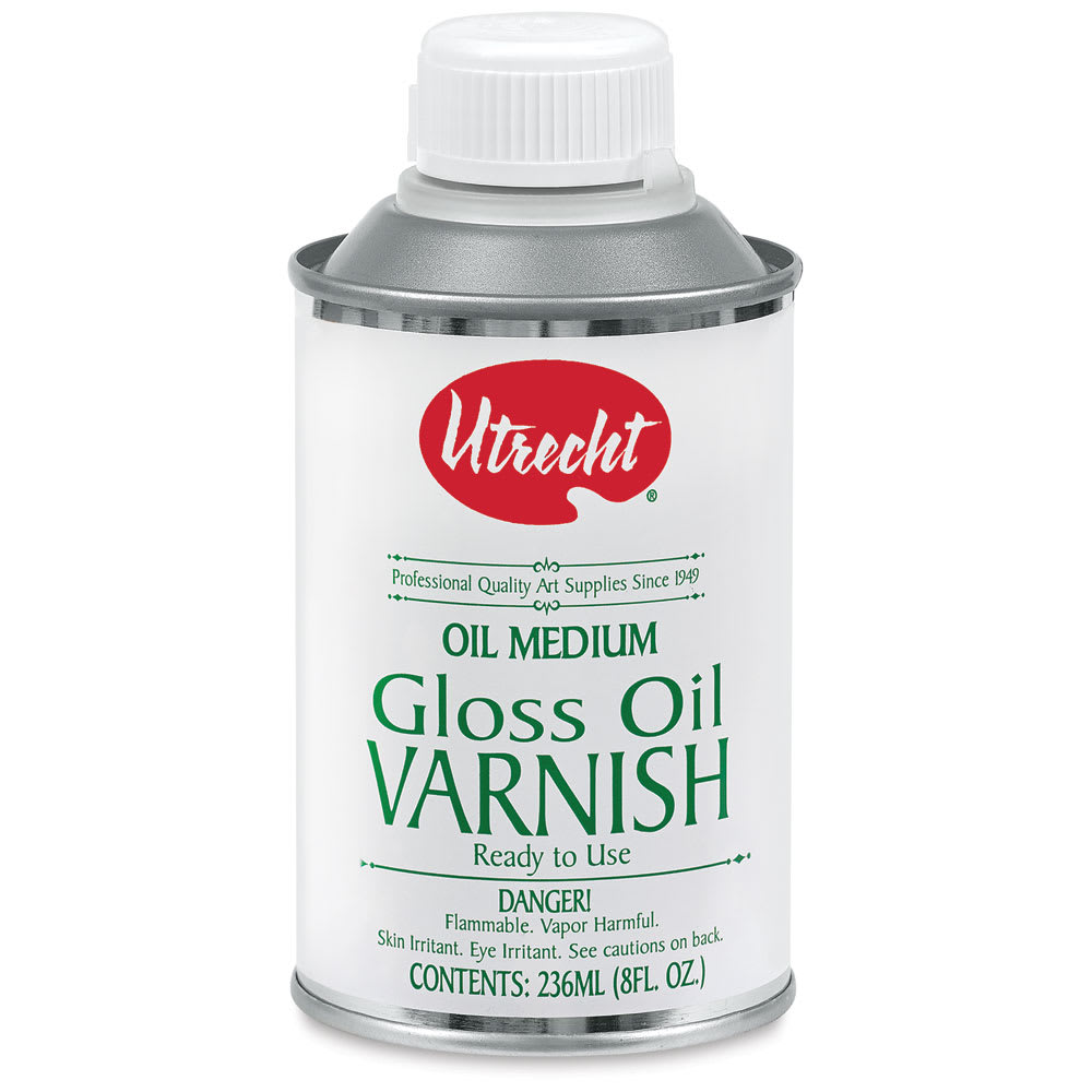 Open in modal - Utrecht Oil Varnishes - Front of 8 oz Gloss Oil Varnish can shown