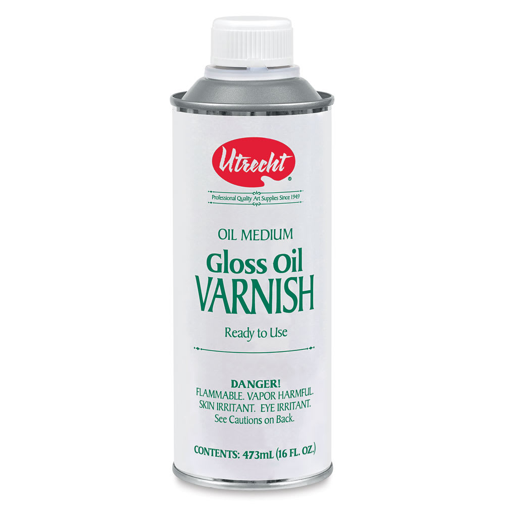 Open in modal - Utrecht Oil Varnishes - Front of 16 oz Gloss Oil Varnish can shown