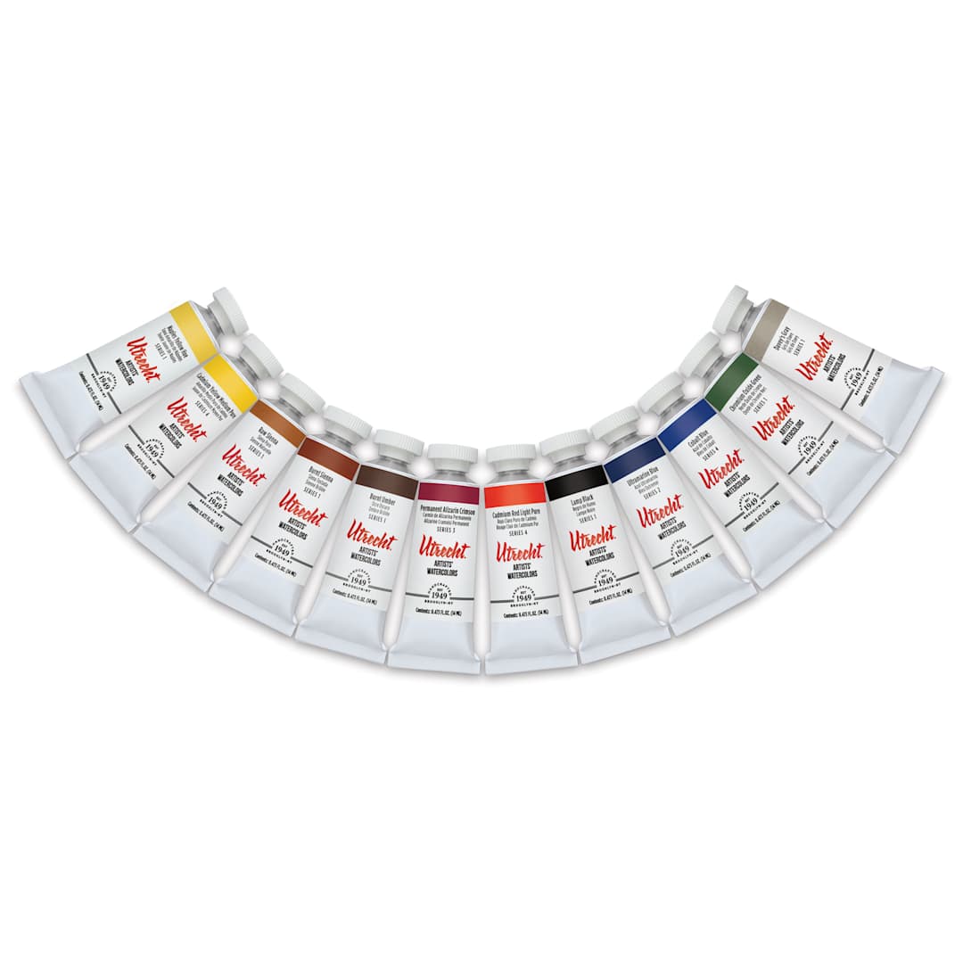 Open in modal - Utrecht Artists' Watercolor Paint - Portrait Set, Set of 12 colors, 14 ml tubes