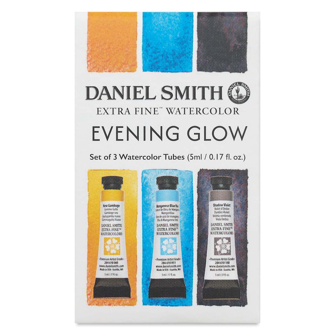 Open in modal - Daniel Smith Extra Fine Watercolor - Set of 3, Evening Glow, 5 ml Tubes front of package