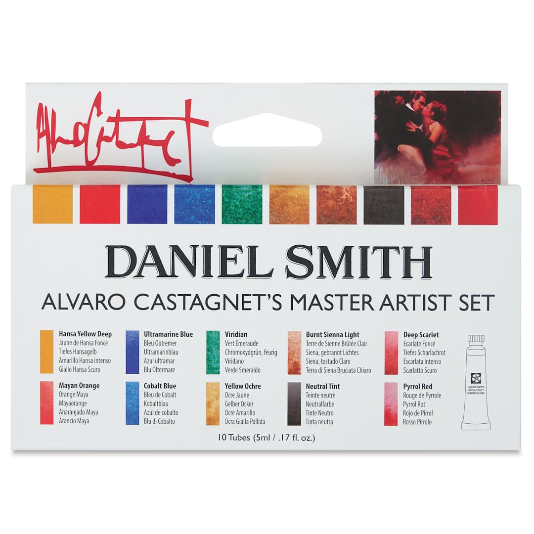 Open in modal - Daniel Smith Extra Fine Watercolor - Alvaro Castagnet Master Artist Set of 10, 5 ml Tubes front of package
