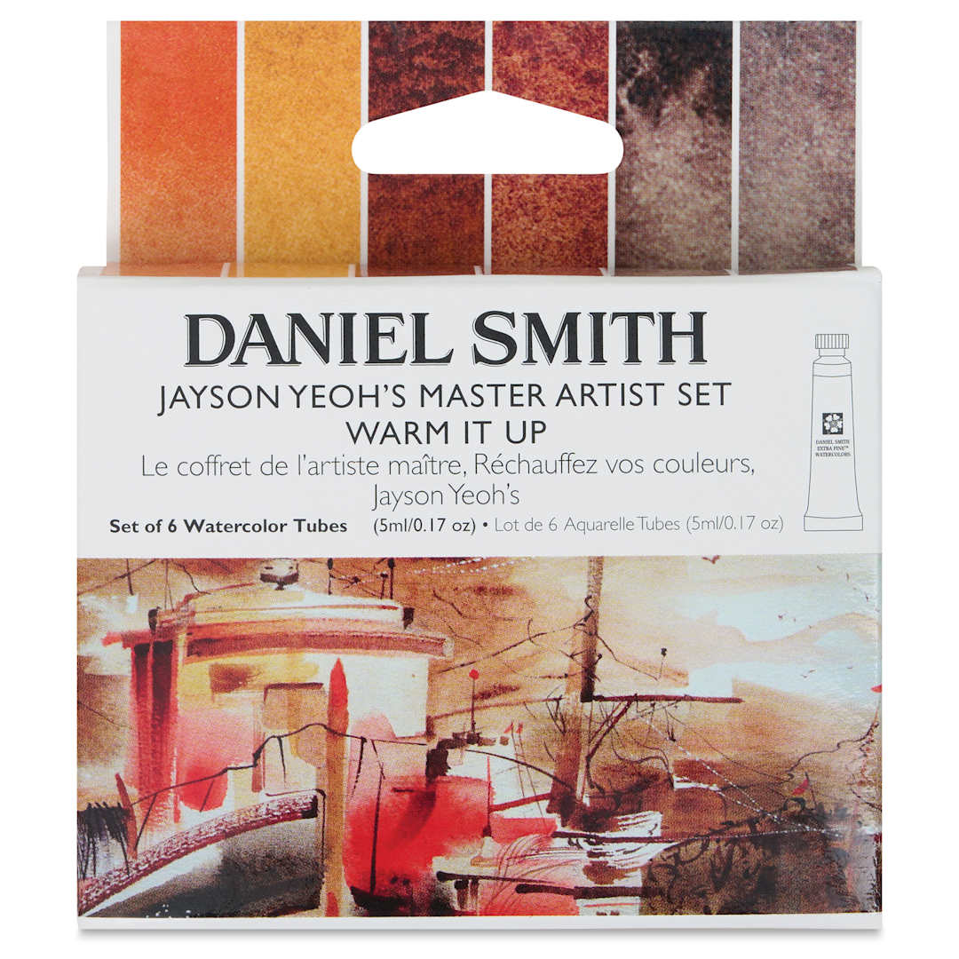 Open in modal - Daniel Smith Extra Fine Watercolor - Jayson Yeoh Master Artist Warm It Up Set of 6, 5 ml Tubes front of package