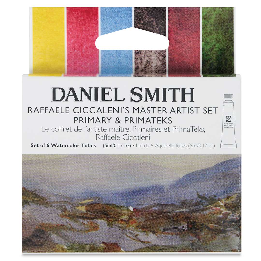 Open in modal - Daniel Smith Extra Fine Watercolor - Raffaele Ciccaleni's Master Artist Set II Primary and PrimaTek, Set of 6, 5 ml Tubes front of package
