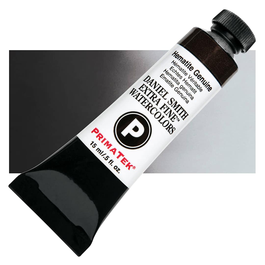 Open in modal - Daniel Smith Extra Fine Watercolor - PrimaTek, Hematite Genuine, 15 ml Tube and swatch