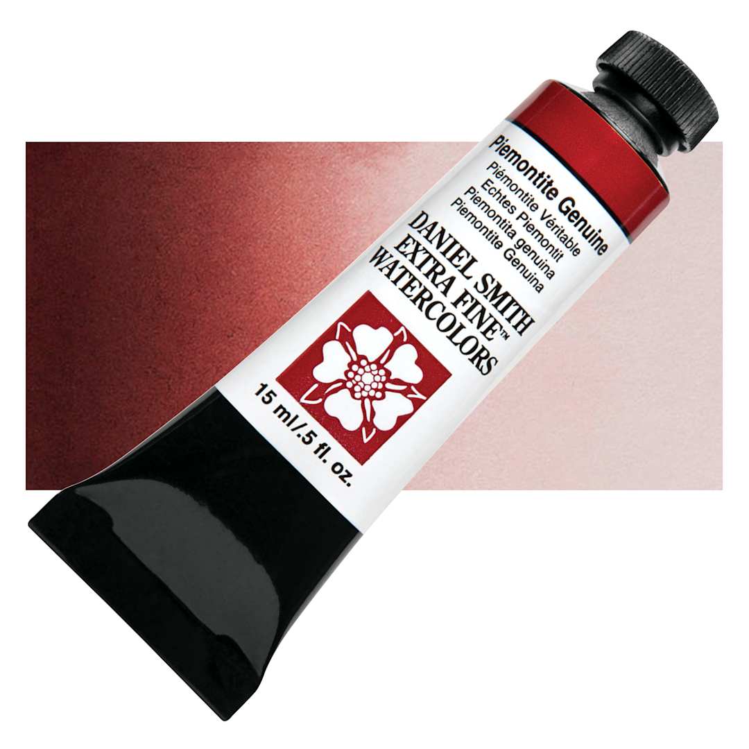 Open in modal - Daniel Smith Extra Fine Watercolor - PrimaTek, Piemontite Genuine, 15 ml Tube and swatch