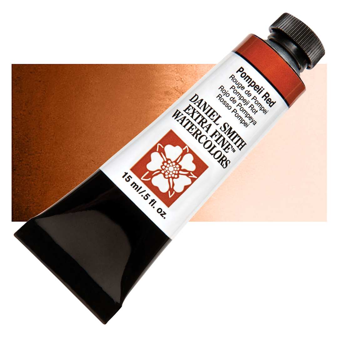 Open in modal - Daniel Smith Extra Fine Watercolor - Pompeii Red, 15 ml Tube and swatch