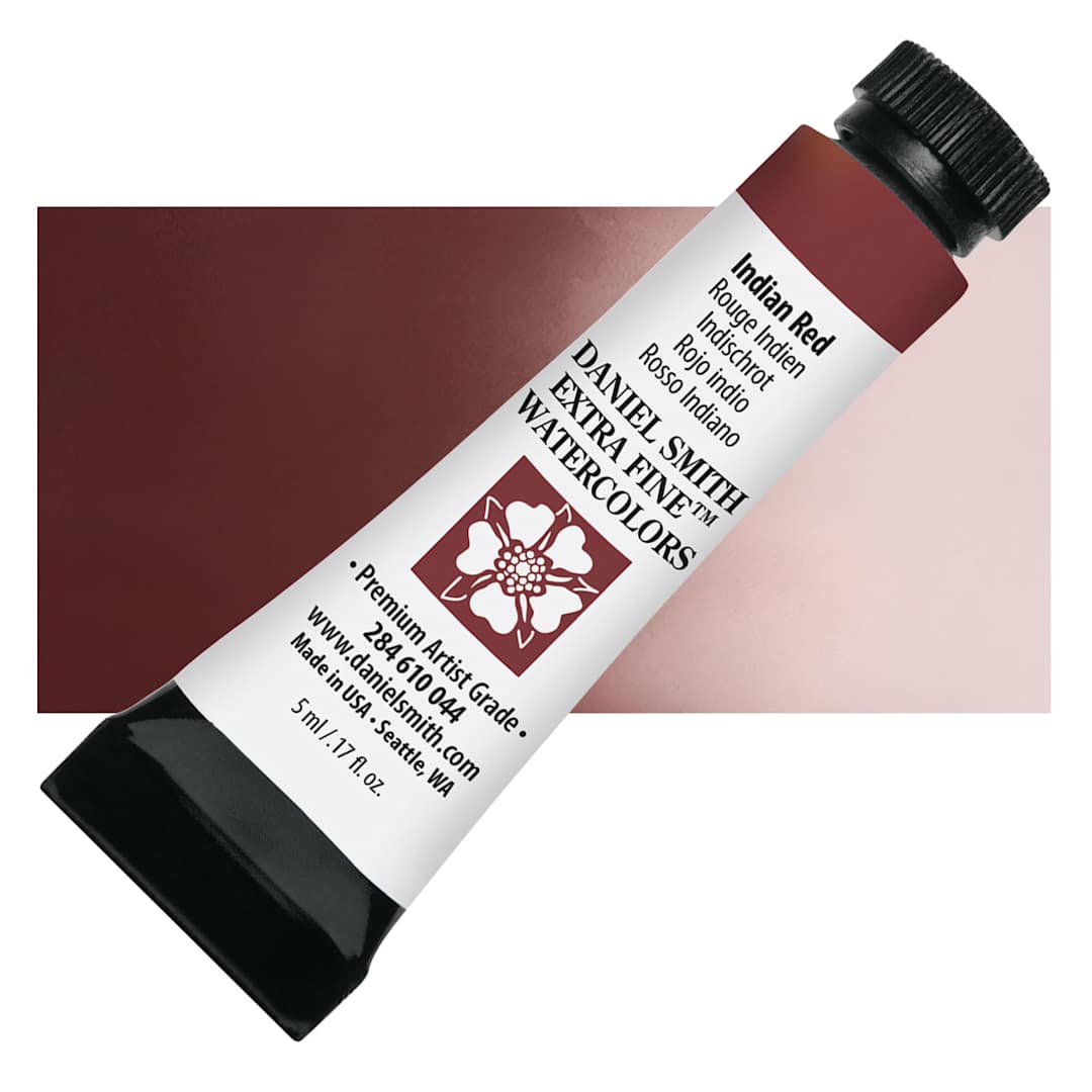 Open in modal - Daniel Smith Extra Fine Watercolor - Indian Red, 5 ml, Tube and swatch