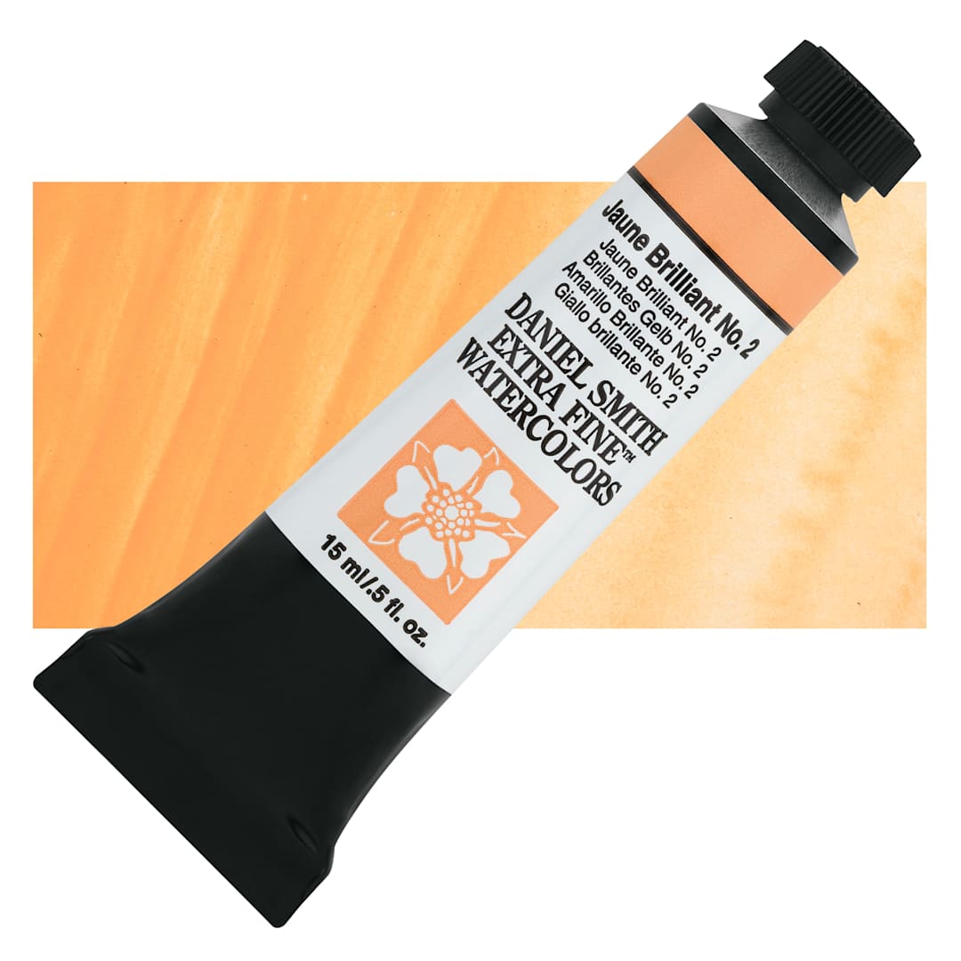 Open in modal - Daniel Smith Extra Fine Watercolor - Jaune Brilliant 2, 15 ml Tube and swatch