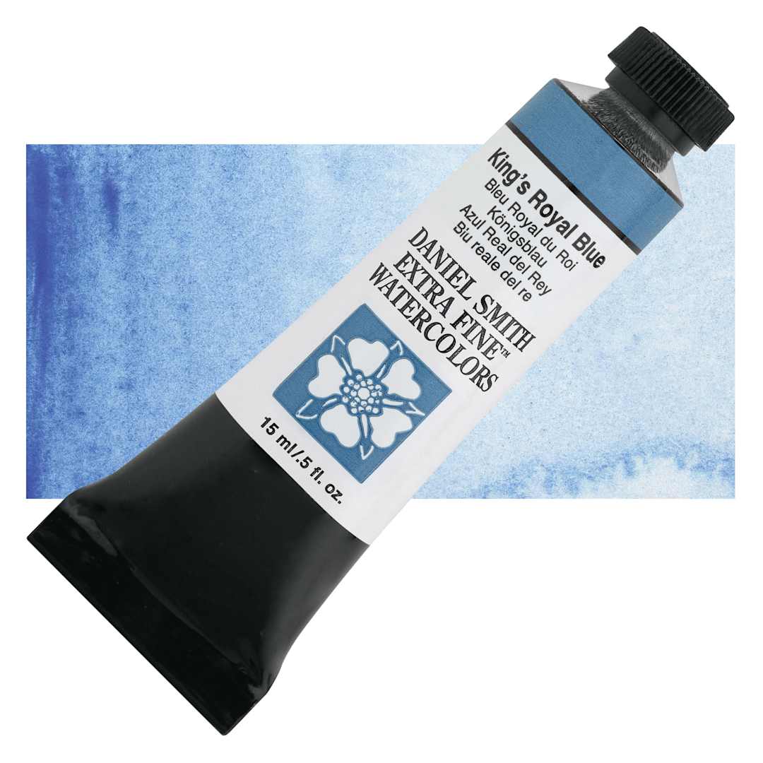 Open in modal - Daniel Smith Extra Fine Watercolor - King's Royal Blue, 15 ml Tube and swatch