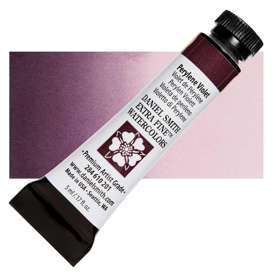 Open in modal - Daniel Smith Extra Fine Watercolor - Perylene Violet, 5 ml, Tube and swatch