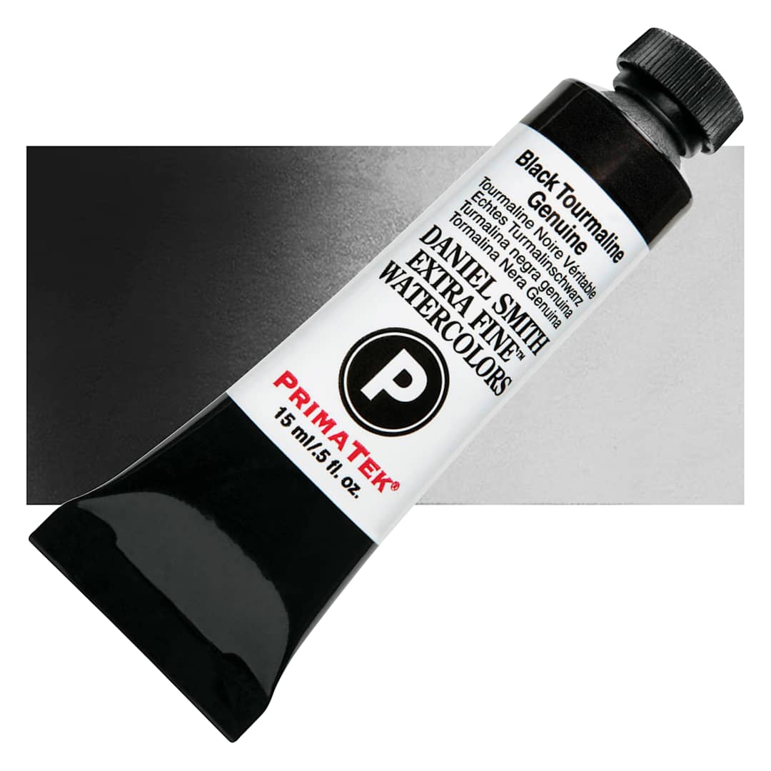 Open in modal - Daniel Smith Extra Fine Watercolor - PrimaTek, Black Tourmaline Genuine, 15 ml Tube and swatch