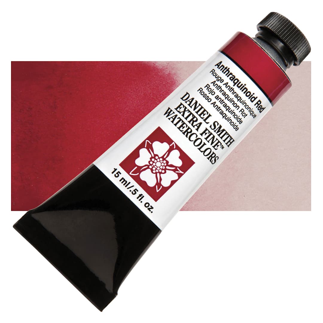 Open in modal - Daniel Smith Extra Fine Watercolor - Anthrquinoid Red, 15 ml Tube and swatch