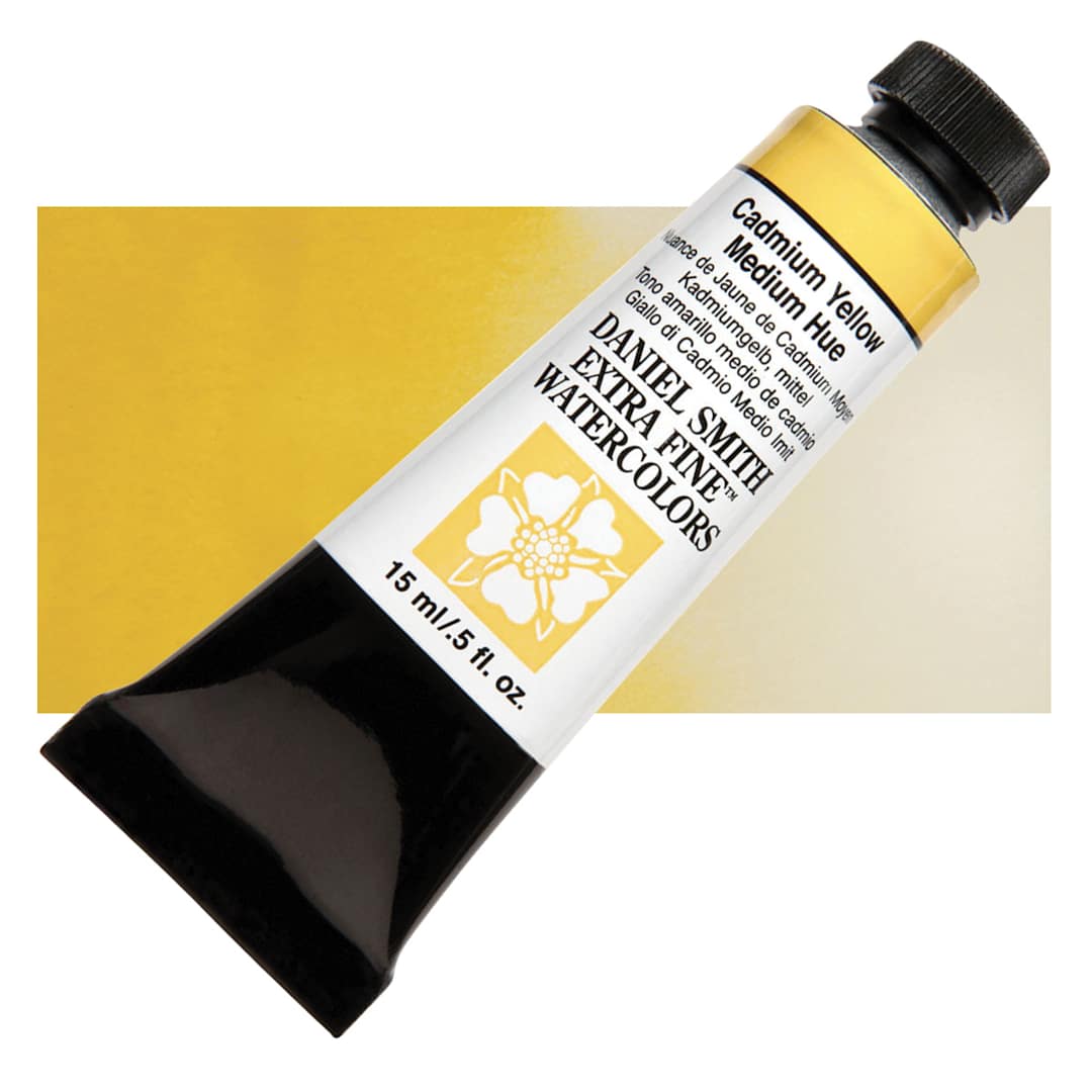 Open in modal - Daniel Smith Extra Fine Watercolor - Cadmium Yellow Medium Hue, 15 ml Tube and swatch