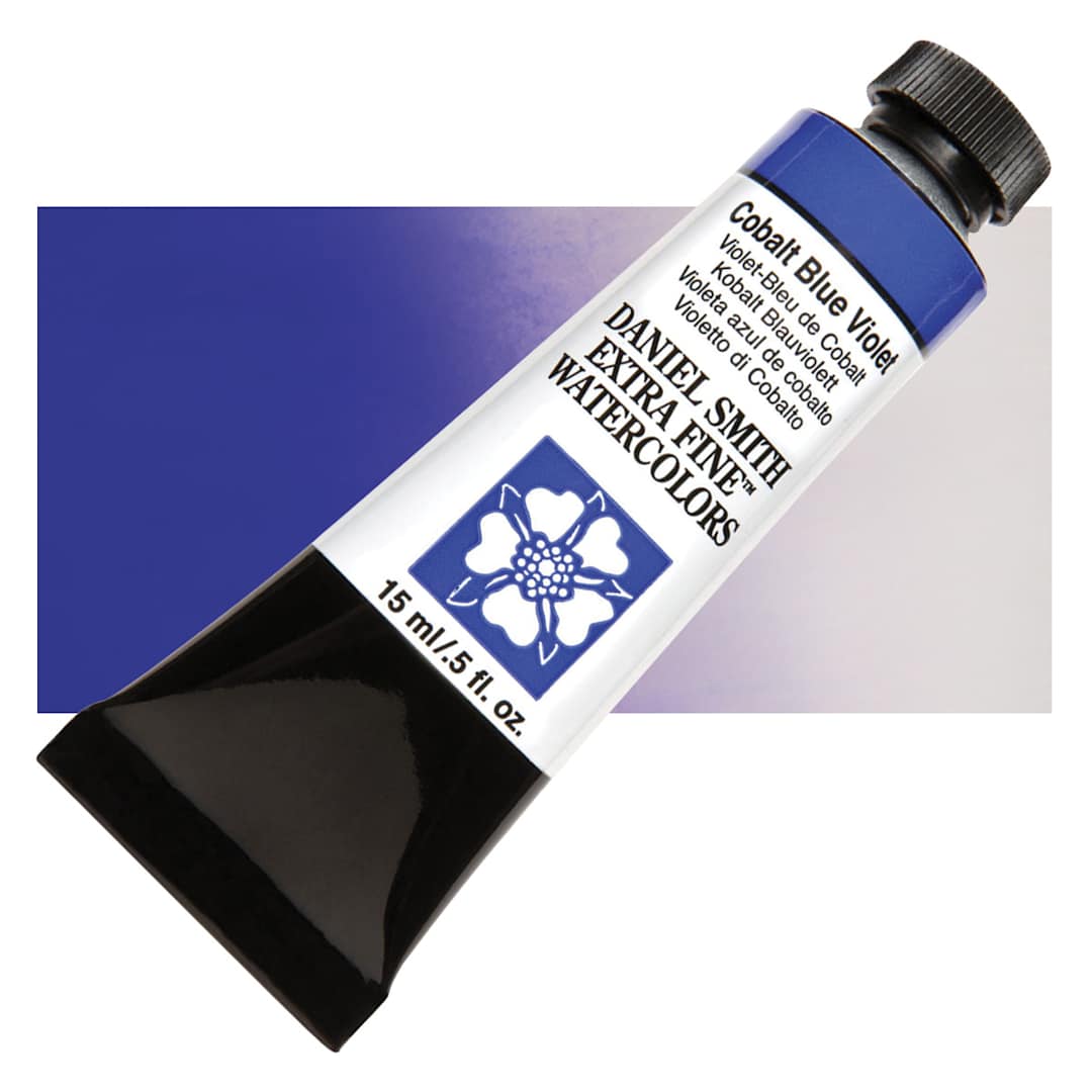 Open in modal - Daniel Smith Extra Fine Watercolor - Cobalt Blue Violet, 15 ml Tube and swatch