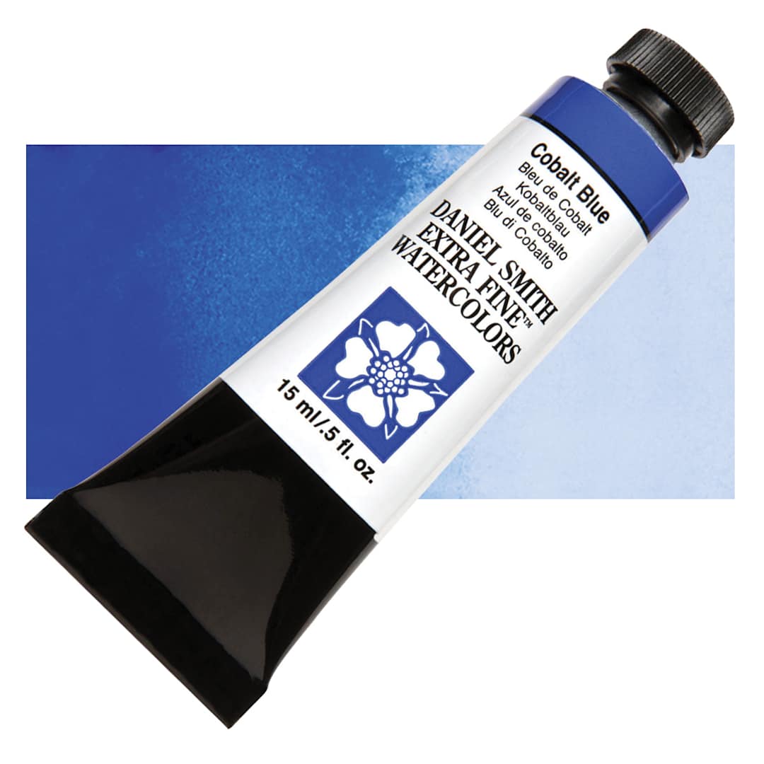 Open in modal - Daniel Smith Extra Fine Watercolor - Cobalt Blue, 15 ml Tube and swatch
