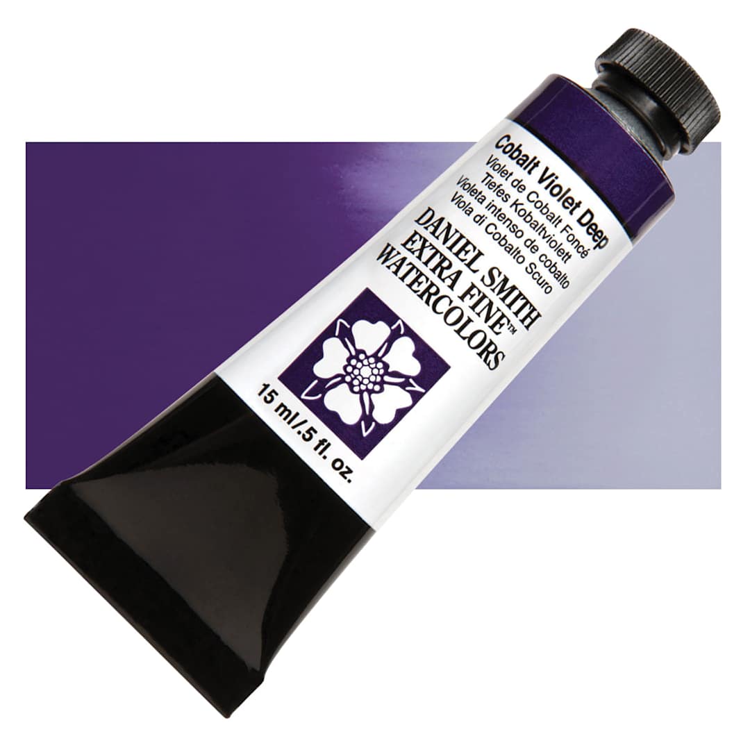 Open in modal - Daniel Smith Extra Fine Watercolor - Cobalt Violet Deep, 15 ml Tube and swatch