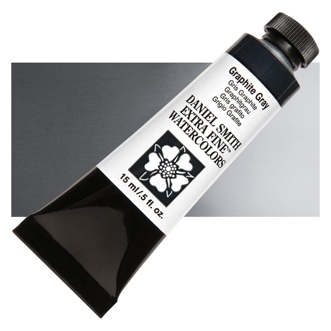 Open in modal - Daniel Smith Extra Fine Watercolor - Graphite Gray, 15 ml Tube and swatch