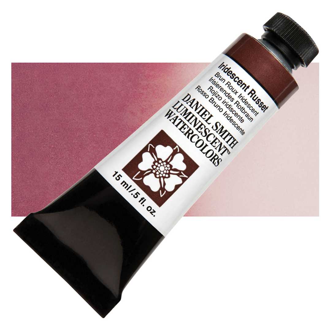 Open in modal - Daniel Smith Luminescent Watercolor - Iridescent Russet, 15 ml, Tube and swatch