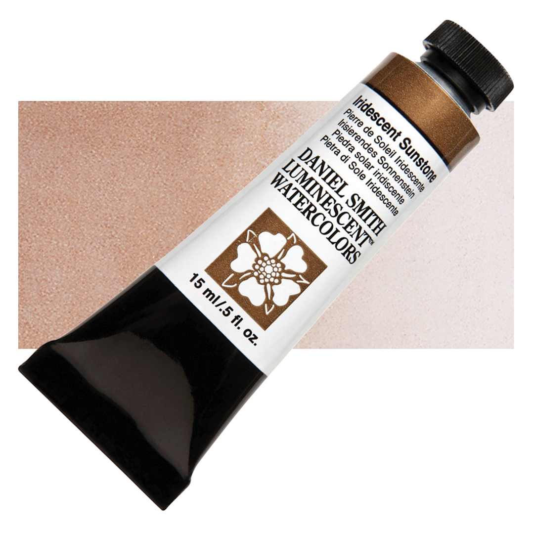Open in modal - Daniel Smith Luminescent Watercolor - Iridescent Sunstone, 15 ml, Tube and swatch