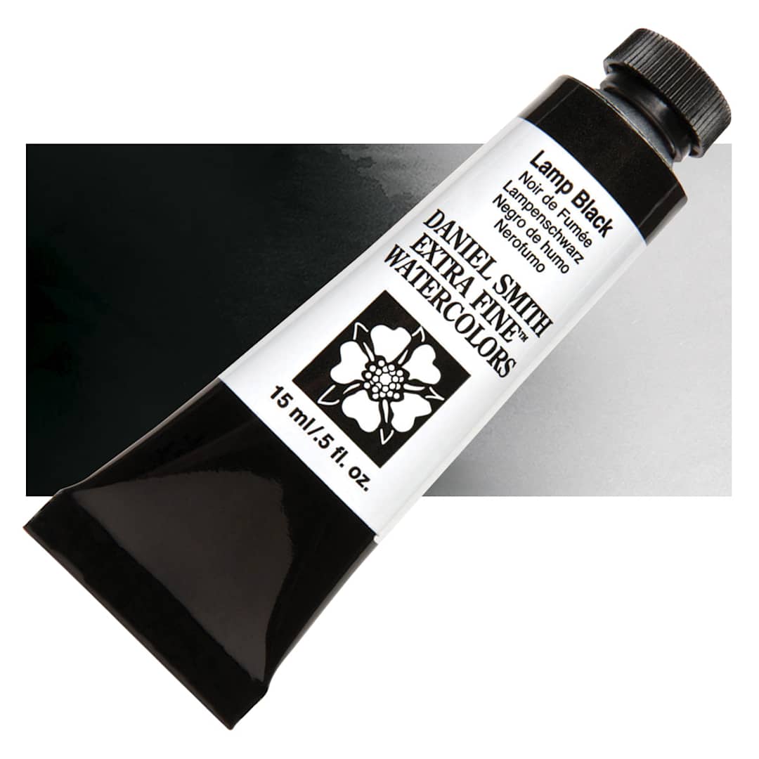 Open in modal - Daniel Smith Extra Fine Watercolor - Lamp Black, 15 ml Tube and swatch