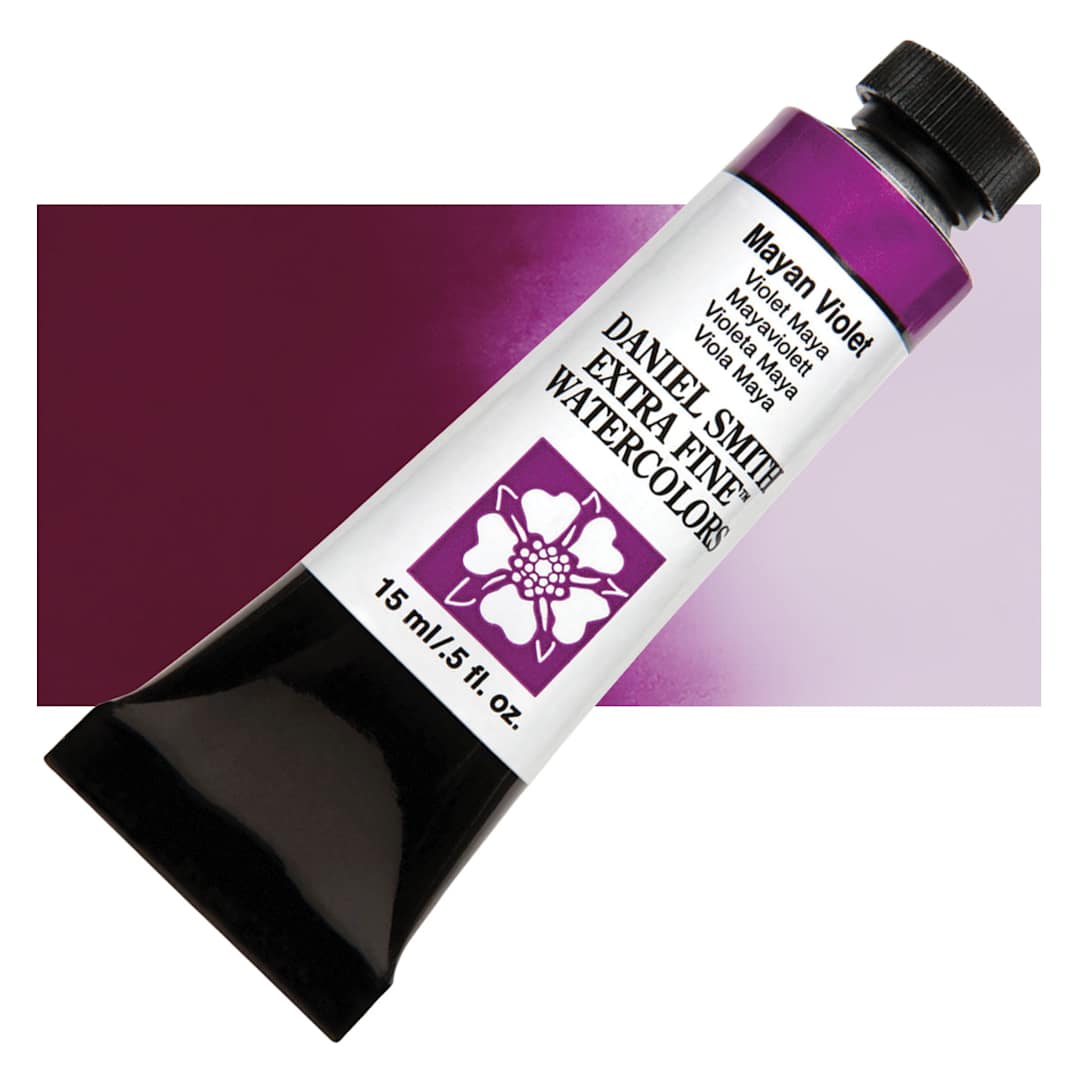 Open in modal - Daniel Smith Extra Fine Watercolor - Mayan Violet, 15 ml Tube and swatch