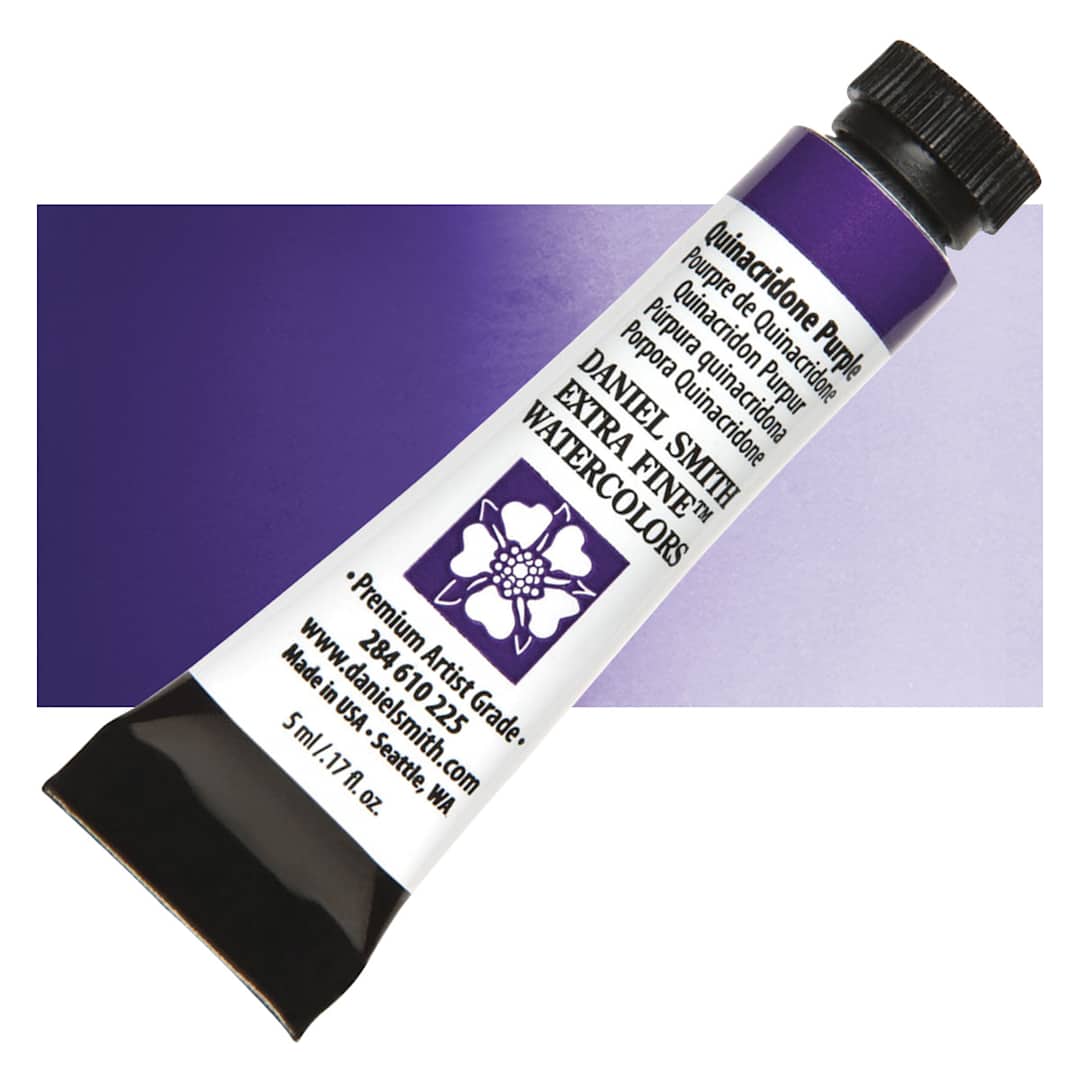 Open in modal - Daniel Smith Extra Fine Watercolor - Quinacridone Purple, 5 ml Tube and swatch