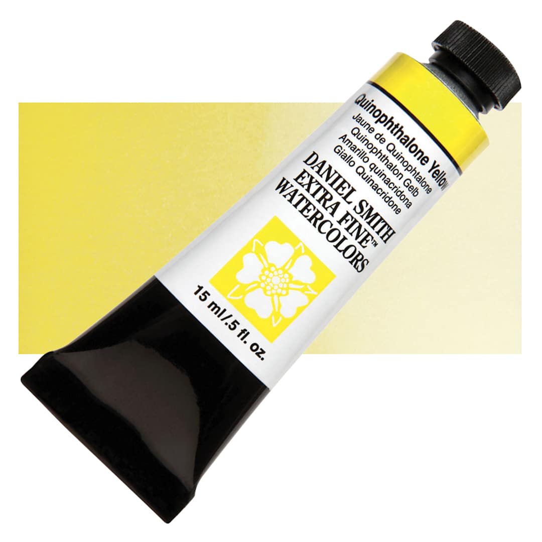 Open in modal - Daniel Smith Extra Fine Watercolor - Quinophthalone Yellow, 15 ml Tube and swatch