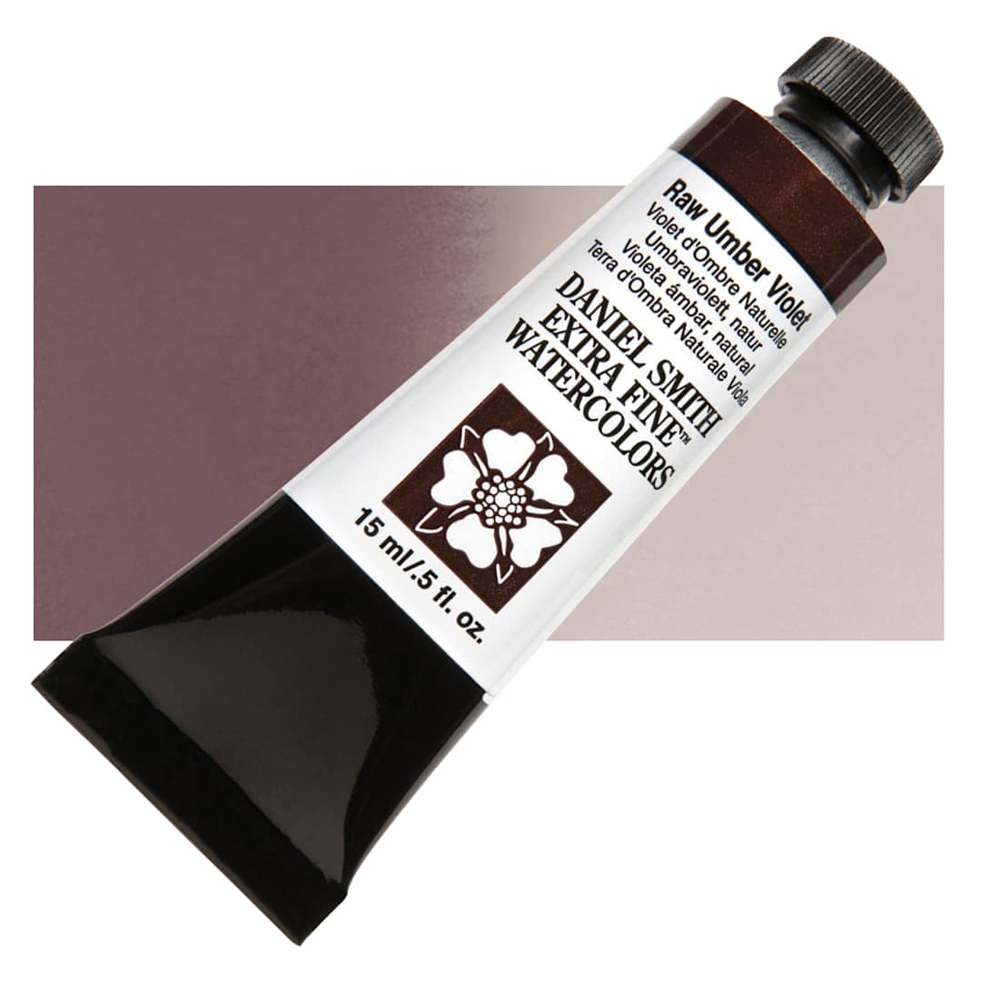 Open in modal - Daniel Smith Extra Fine Watercolor - Raw Umber Violet, 15 ml Tube and swatch
