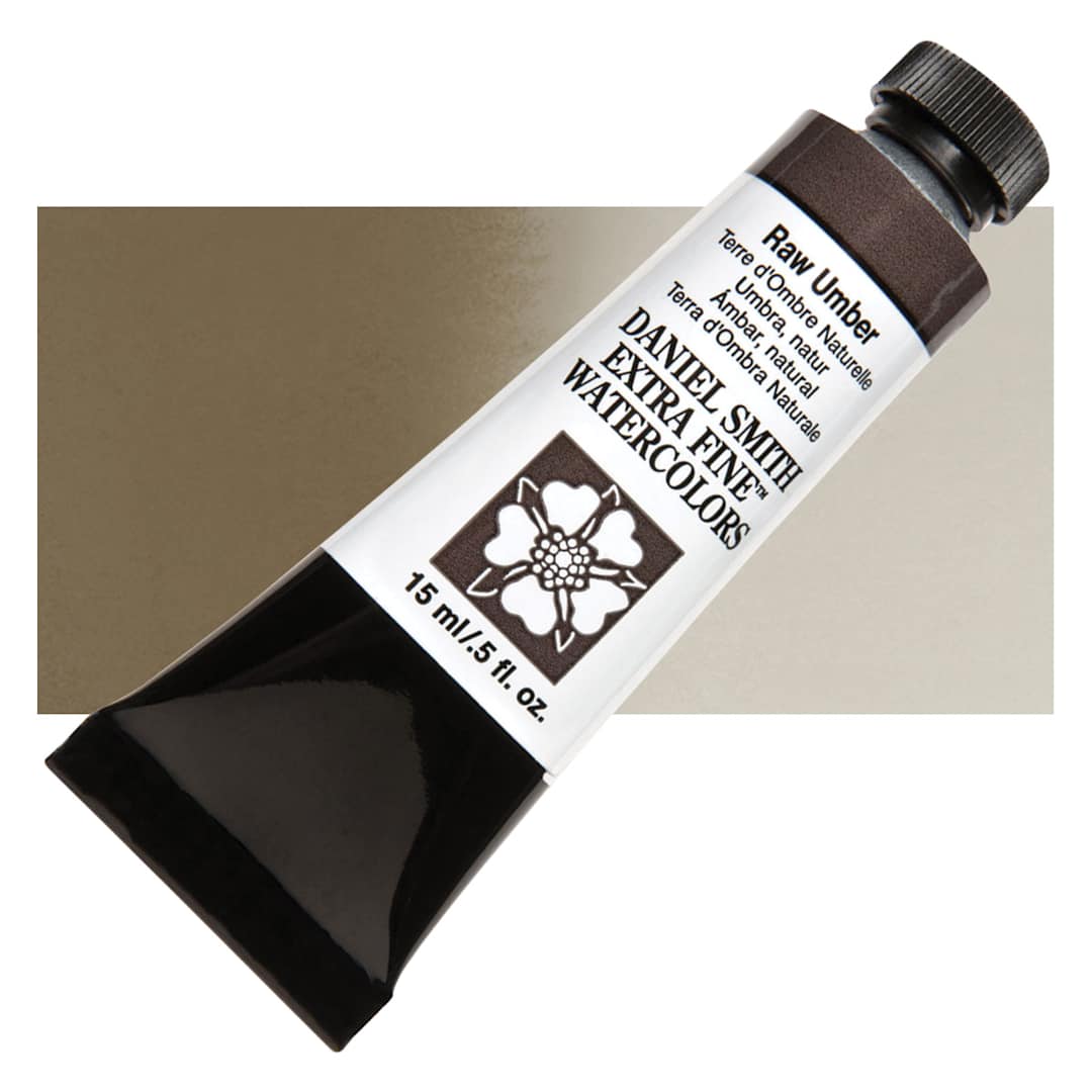 Open in modal - Daniel Smith Extra Fine Watercolor - Raw Umber, 15 ml Tube and swatch