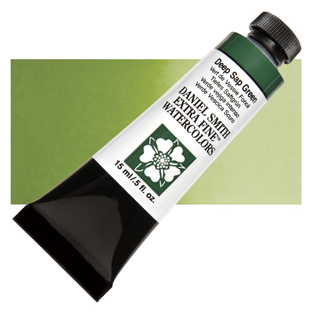 Open in modal - Daniel Smith Extra Fine Watercolor - Sap Green Deep, 15 ml Tube and swatch