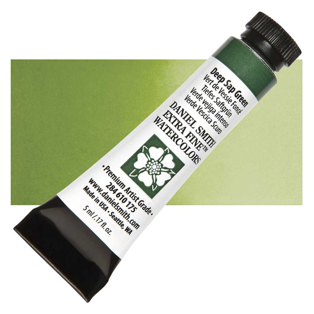 Open in modal - Daniel Smith Extra Fine Watercolor - Sap Green Deep, 5 ml Tube and swatch