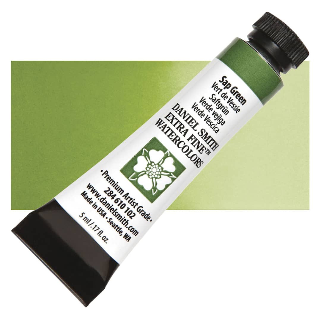 Open in modal - Daniel Smith Extra Fine Watercolor - Sap Green, 5 ml Tube and swatch