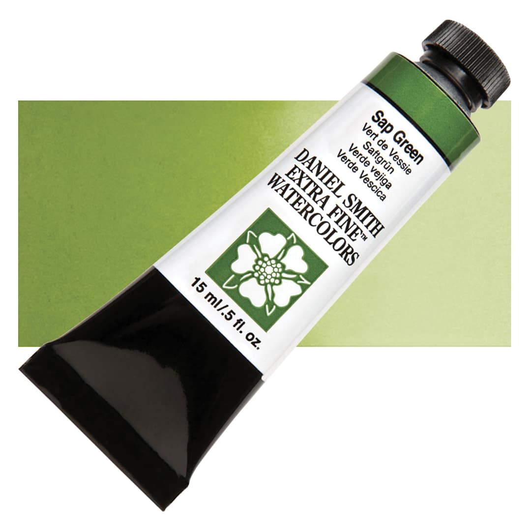 Open in modal - Daniel Smith Extra Fine Watercolor - Sap Green, 15 ml Tube and swatch