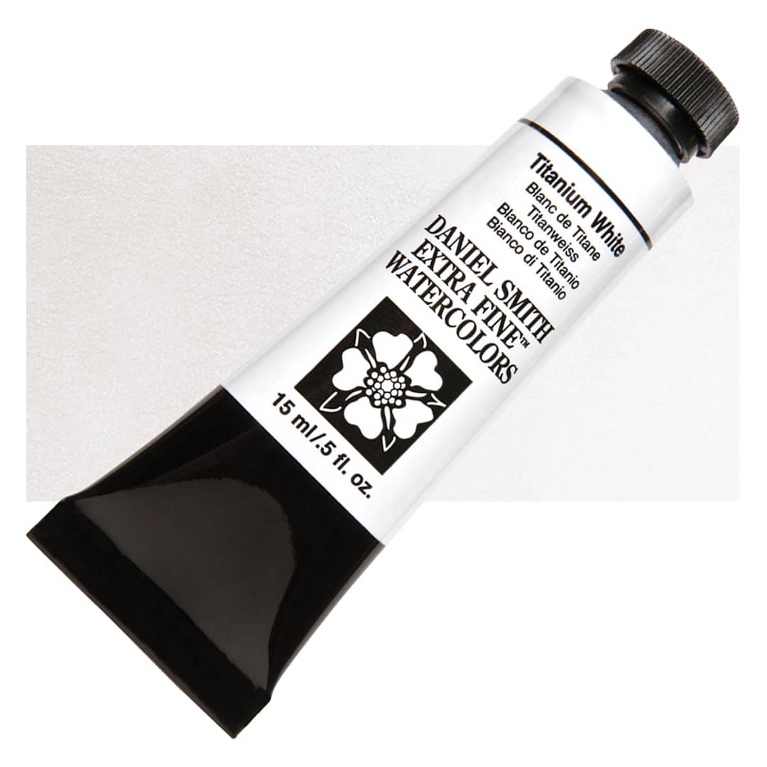 Open in modal - Daniel Smith Extra Fine Watercolor - Titanium White, 15 ml Tube and swatch