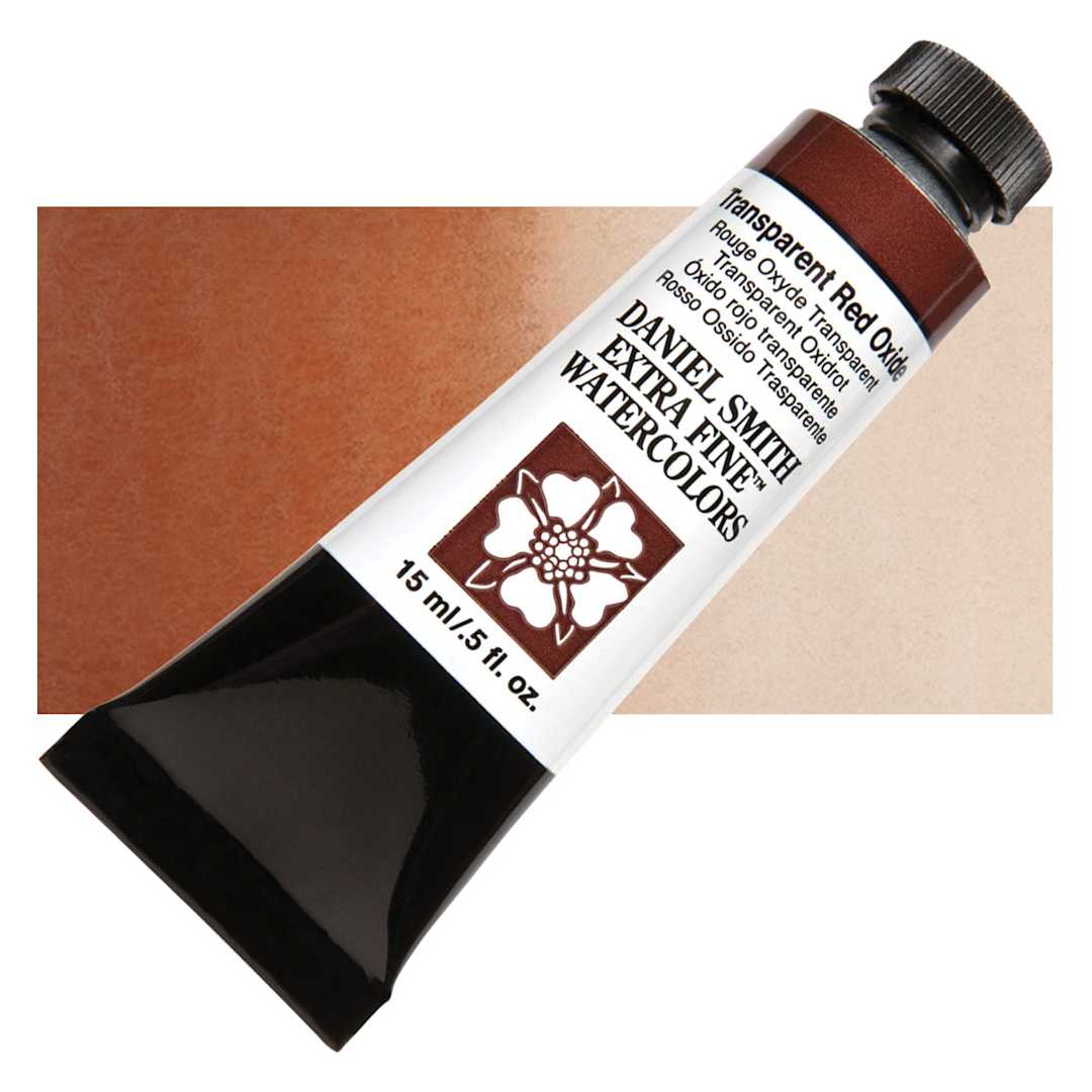 Open in modal - Daniel Smith Extra Fine Watercolor - Transparent Red Oxide, 15 ml Tube and swatch