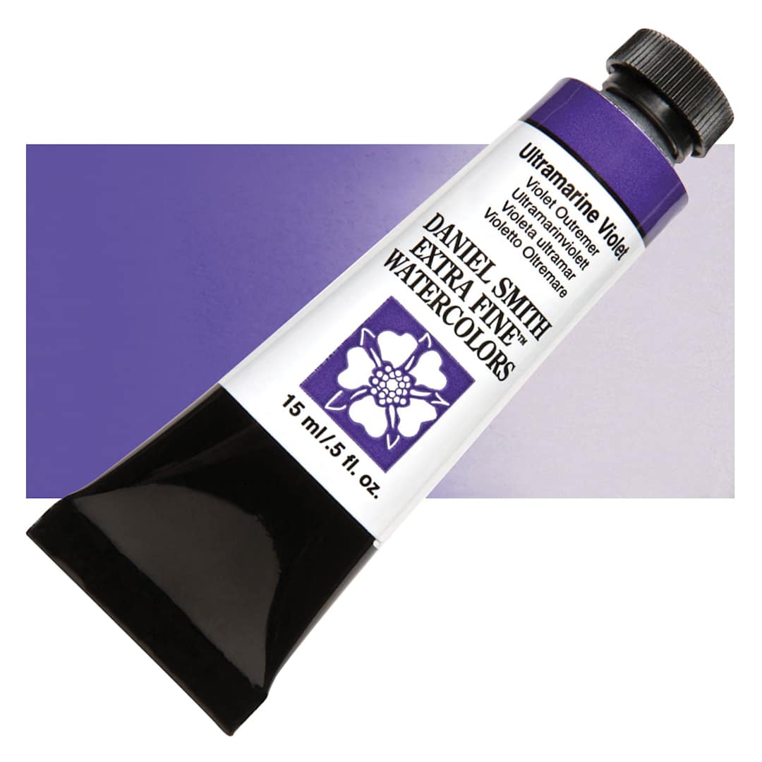 Open in modal - Daniel Smith Extra Fine Watercolor - Ultramarine Violet, 15 ml Tube and swatch