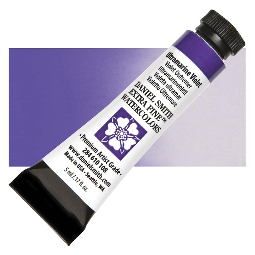 Open in modal - Daniel Smith Extra Fine Watercolor - Ultramarine Violet, 5 ml Tube and swatch