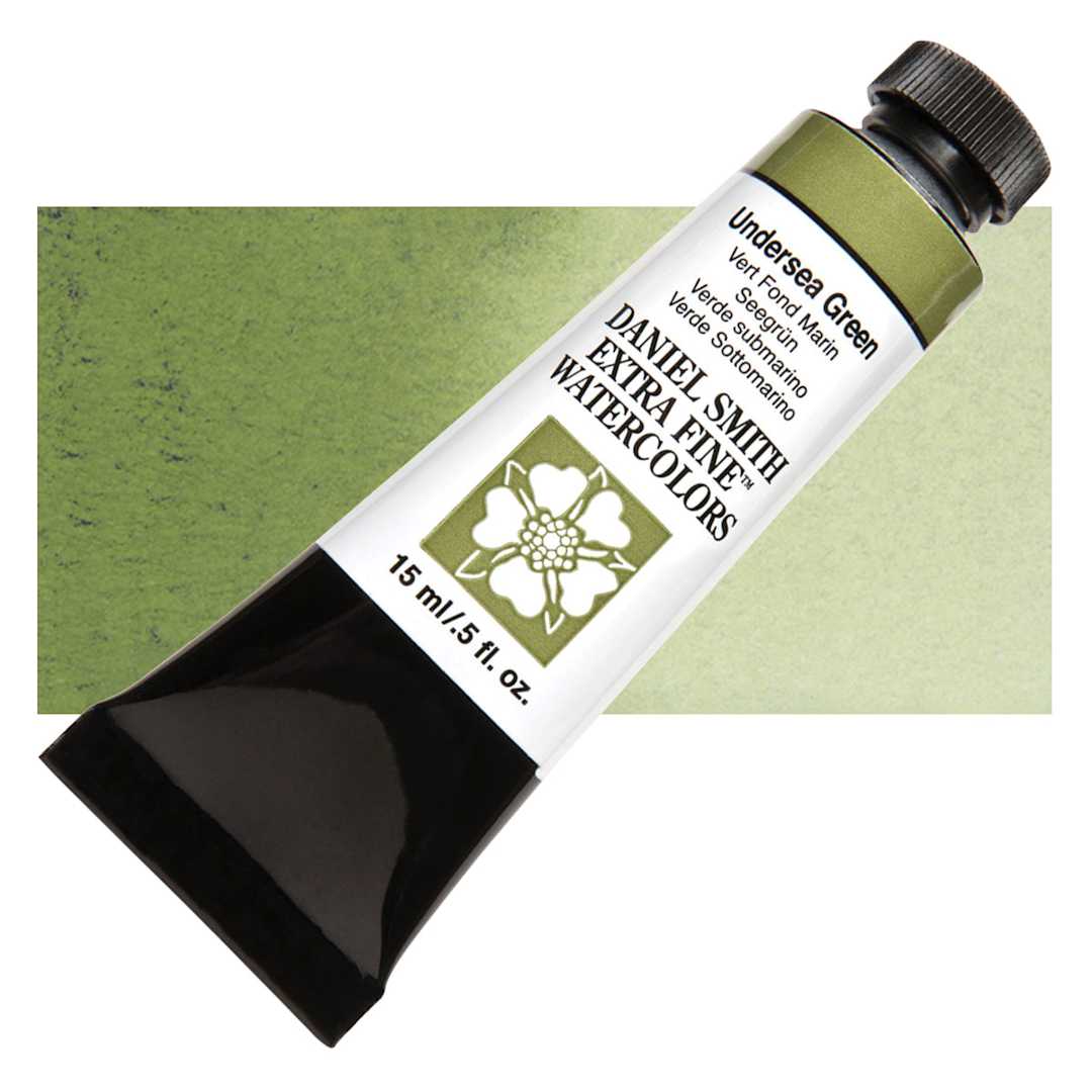 Open in modal - Daniel Smith Extra Fine Watercolor - Undersea Green, 15 ml Tube and swatch