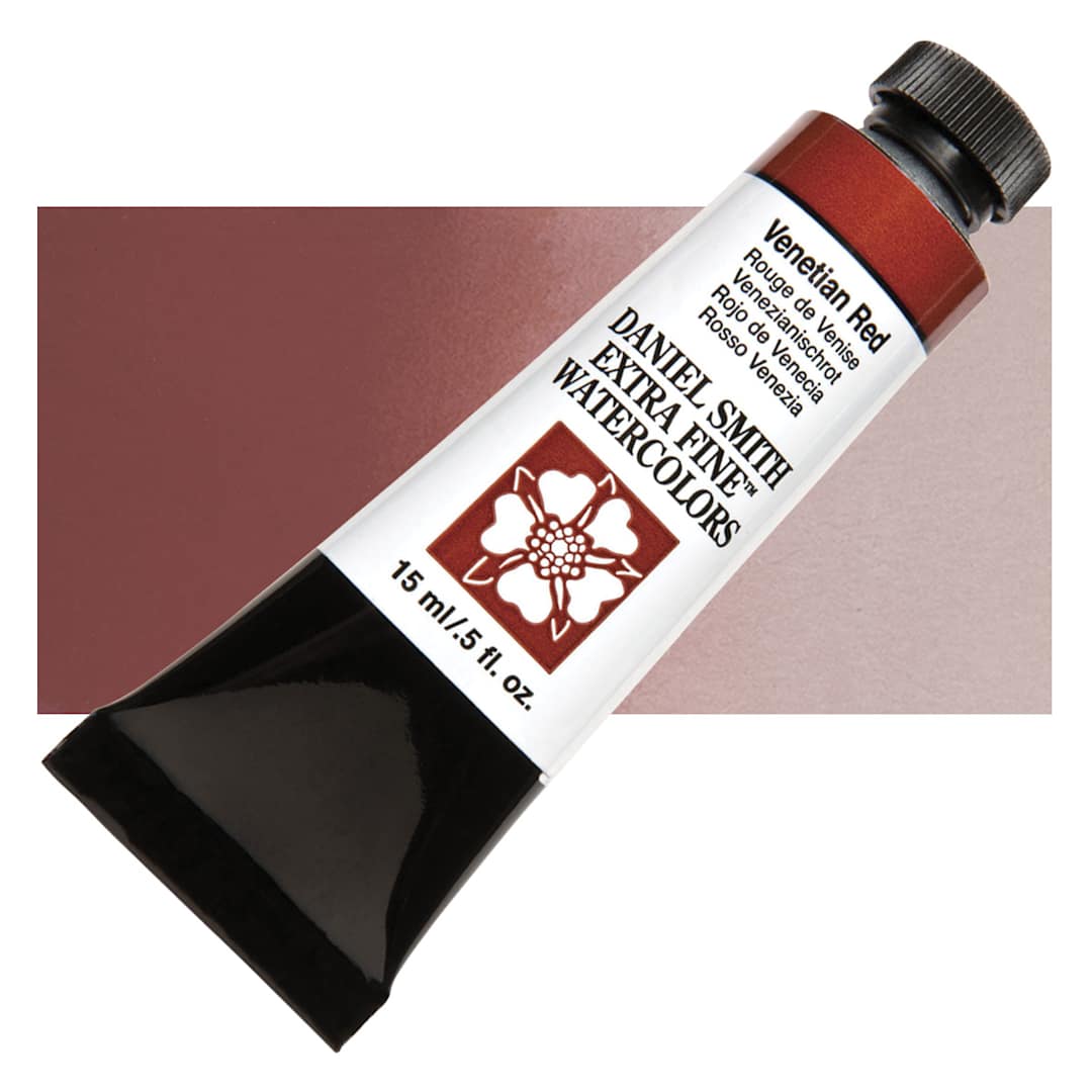 Open in modal - Daniel Smith Extra Fine Watercolor - Venetian Red, 15 ml Tube and swatch